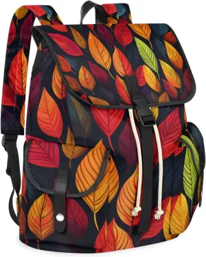 Honeybaby Vintage Waterproof Laptop Backpack for Men/Women Travel Essentials Backpack Expandable Carry On Bag with Anti-Theft Compartment Fits 15" Notebook Fall leaves Themed