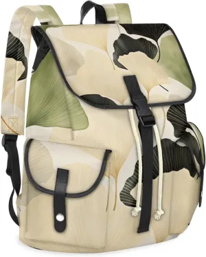 Honeybaby Vintage Waterproof Laptop Backpack for Men/Women Travel Essentials Backpack Expandable Carry On Bag with Anti-Theft Compartment Fits 15" Notebook Ginkgo Leaf