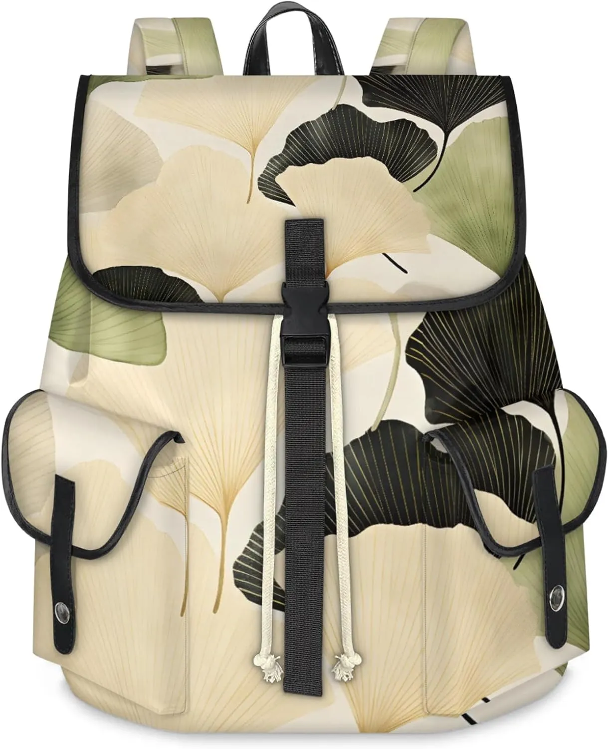 Honeybaby Vintage Waterproof Laptop Backpack for Men/Women Travel Essentials Backpack Expandable Carry On Bag with Anti-Theft Compartment Fits 15" Notebook Ginkgo Leaf