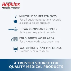 Hopkins Medical Products Mini Home Health Shoulder Bag, 600D Waterproof Material, Fold-Down Compartment for Optimal Organization, Adjustable Straps, Black