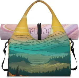 Horizon Hues Tote Bag for Women with Zipper, Gym Tote with Compartments, Work Tote Nurse Dance Yoga Bag for Sport, Travel