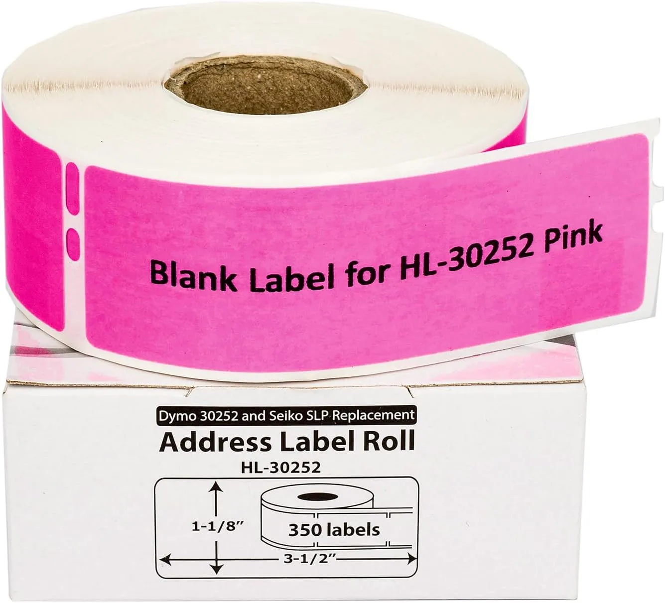 HOUSELABELS Compatible DYMO 30252 Pink Address Labels (1-1/8" x 3-1/2"), Strong Permanent Adhesive, Compatible with DYMO LW 450, 4XL, Rollo & Zebra Desktop Printers, 6 Rolls /2100 Labels