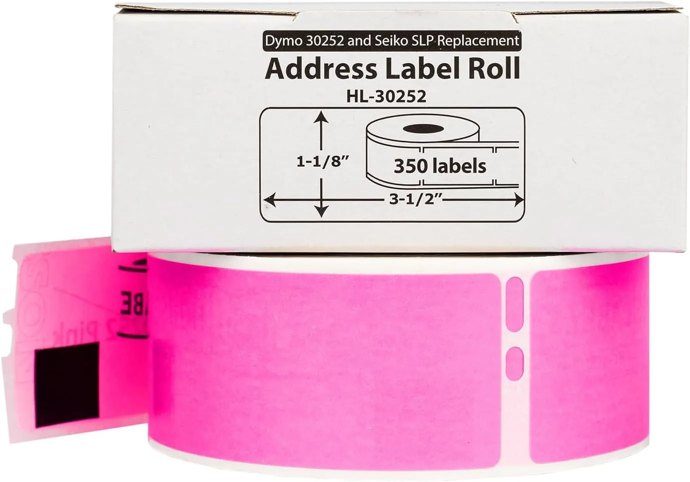 HOUSELABELS Compatible DYMO 30252 Pink Address Labels (1-1/8" x 3-1/2"), Strong Permanent Adhesive, Compatible with DYMO LW 450, 4XL, Rollo & Zebra Desktop Printers, 6 Rolls /2100 Labels