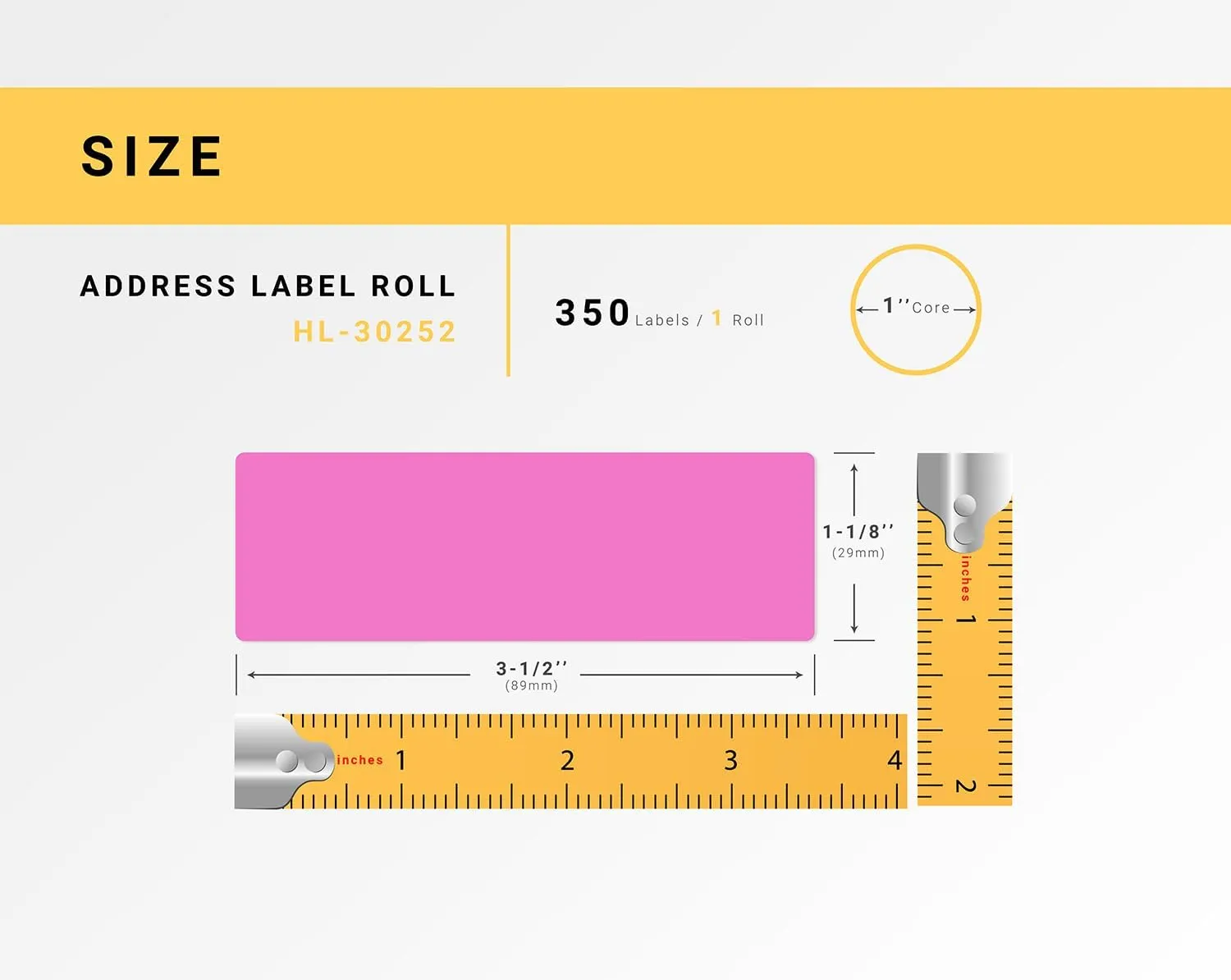 HOUSELABELS Compatible DYMO 30252 Pink Address Labels (1-1/8" x 3-1/2"), Strong Permanent Adhesive, Compatible with DYMO LW 450, 4XL, Rollo & Zebra Desktop Printers, 6 Rolls /2100 Labels