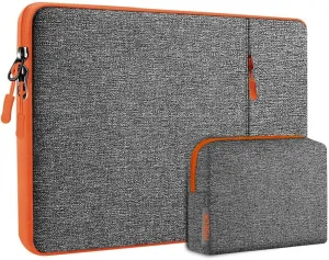 Hseok Laptop Case 14 inch Sleeve with Additional Case, Rainproof & Shockproof Carrying Laptop Cover Portable PC Sleeve Computer Bag for 14" MacBook, HP, Dell Lenovo, Asus, Acer ，Dark Gray-Orange
