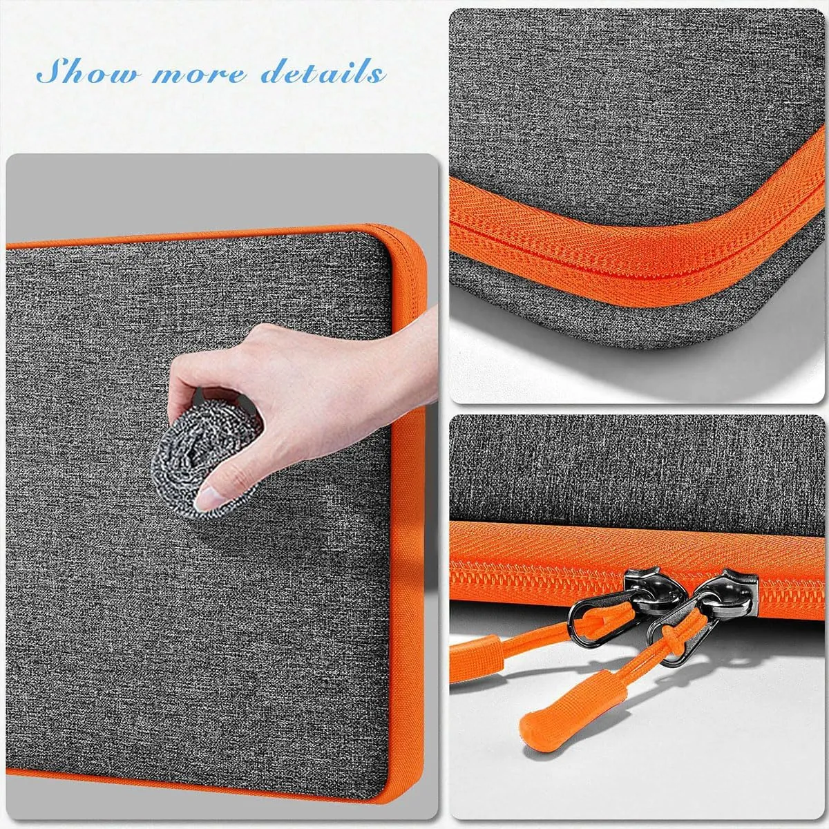 Hseok Laptop Case 14 inch Sleeve with Additional Case, Rainproof & Shockproof Carrying Laptop Cover Portable PC Sleeve Computer Bag for 14" MacBook, HP, Dell Lenovo, Asus, Acer ，Dark Gray-Orange