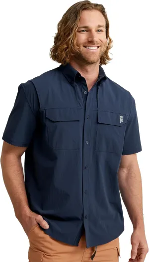 HUK Back Draft Solid Short Sleeve Button, Vented Fishing Shirt for Men