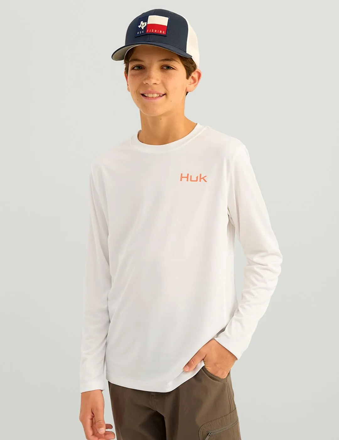 HUK Boys' Pursuit Pattern Long Sleeve, Fishing Shirt for Kids