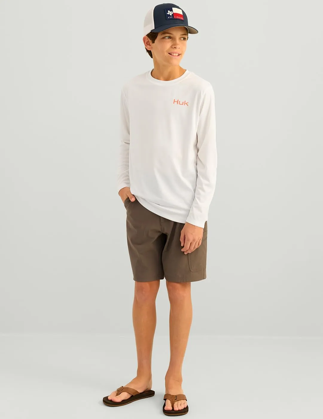 HUK Boys' Pursuit Pattern Long Sleeve, Fishing Shirt for Kids