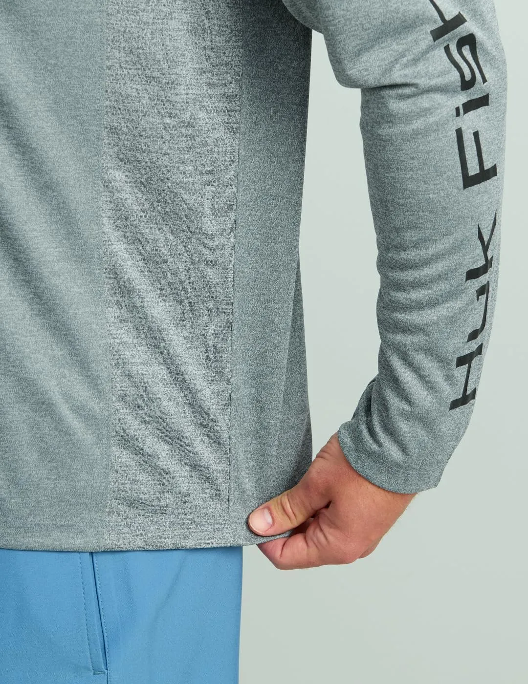 HUK Men's Pursuit Heather Hoodie, Sun Protecting Fishing Shirt with Hood