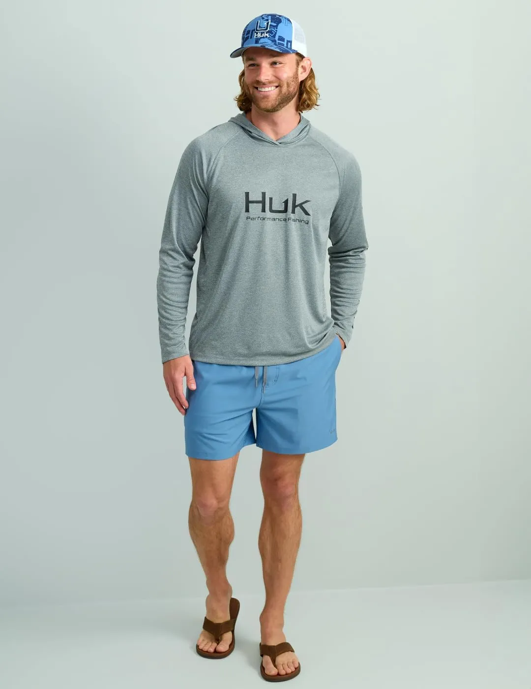 HUK Men's Pursuit Heather Hoodie, Sun Protecting Fishing Shirt with Hood