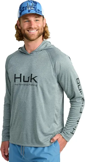 HUK Men's Pursuit Heather Hoodie, Sun Protecting Fishing Shirt with Hood