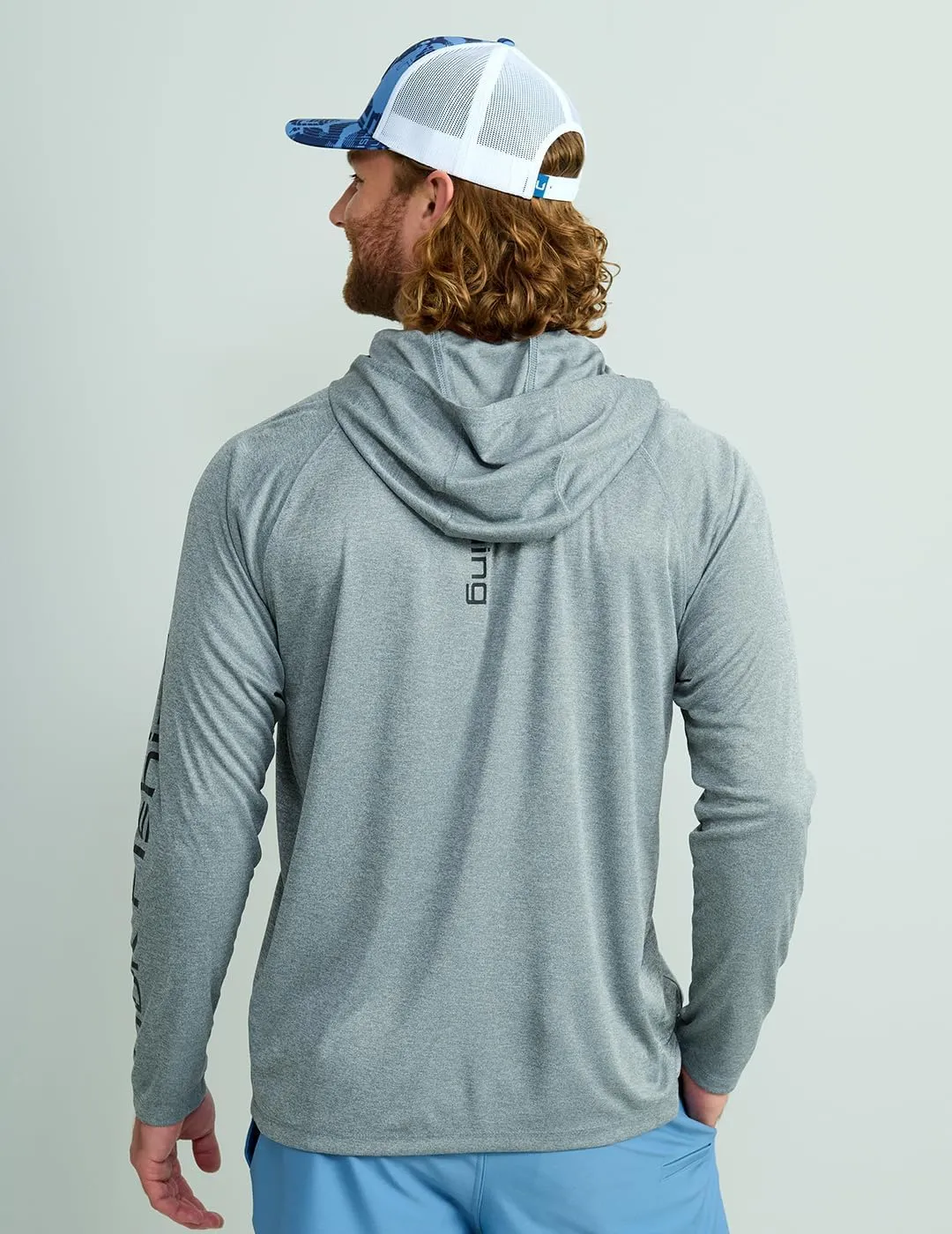 HUK Men's Pursuit Heather Hoodie, Sun Protecting Fishing Shirt with Hood