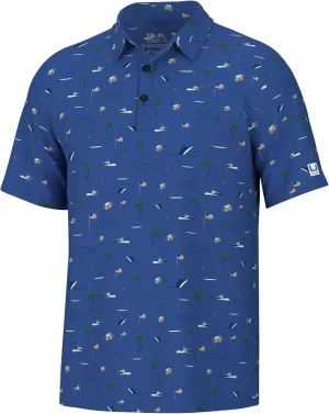 HUK Men's Pursuit Pattern, Performance Short Sleeve Polo Shirt