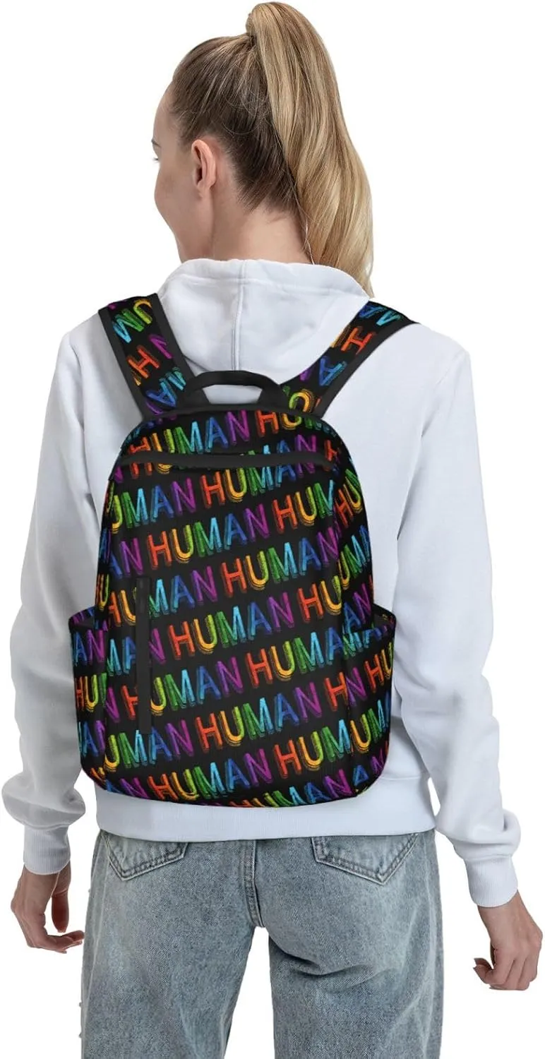 Human LGBT Rainbow Gay Pride Travel Laptop Backpack Casual Backpacks Double Shoulder Daypack Notebook Rucksack Work Bags Sports Bag for Hiking Camping Beach