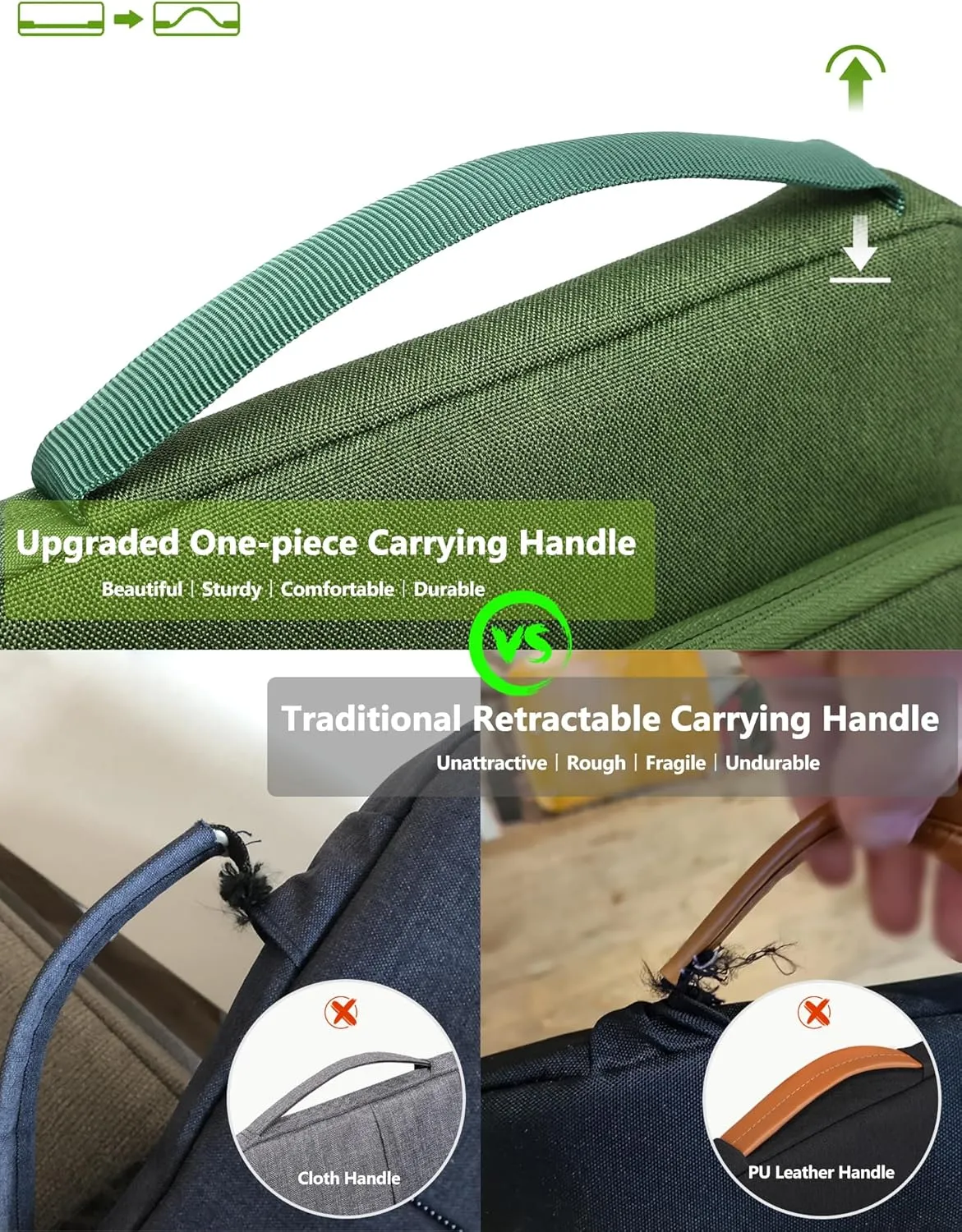 HYZUO 15-16 Inch Laptop Bag Sleeve for MacBook Pro 16 M4 M3 M2 M1 2025-2019, 15" Surface Book, Notebook Case for 15" 15.6" Dell HP Lenovo ThinkBook Asus Acer Samsung Huawei, Grass Green