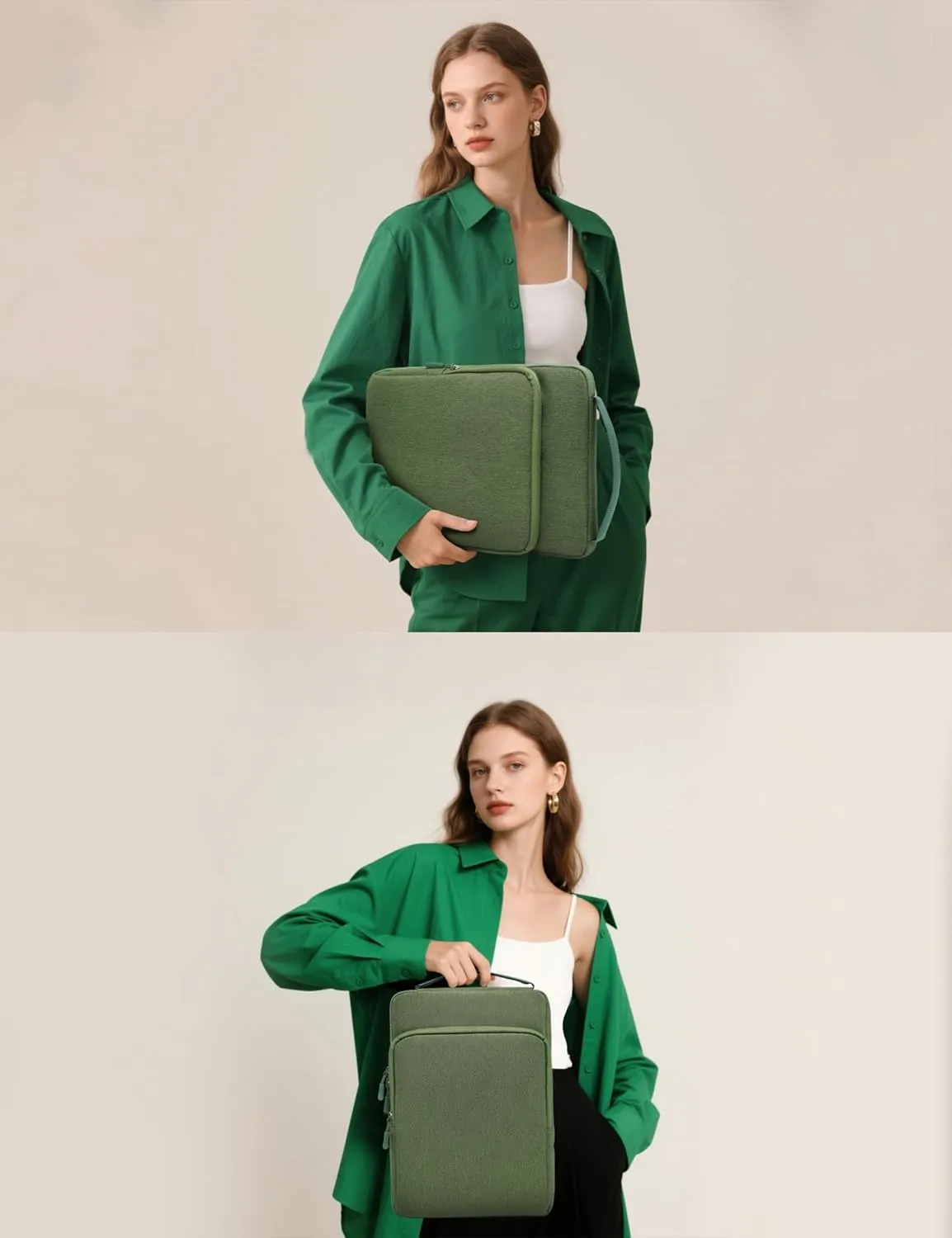 HYZUO 15-16 Inch Laptop Bag Sleeve for MacBook Pro 16 M4 M3 M2 M1 2025-2019, 15" Surface Book, Notebook Case for 15" 15.6" Dell HP Lenovo ThinkBook Asus Acer Samsung Huawei, Grass Green