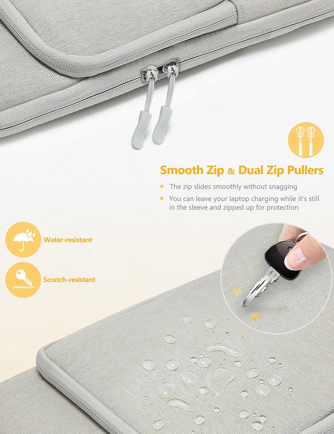 HYZUO 17-17.3 Inch Laptop Bag Case Sleeve for 17" 17.3" HP/Dell/Lenovo/ASUS/Acer/LG/MSI Gaming Laptop/Razer Blade 17/18, Notebook Carrying Briefcase for Men Women, Light Grey