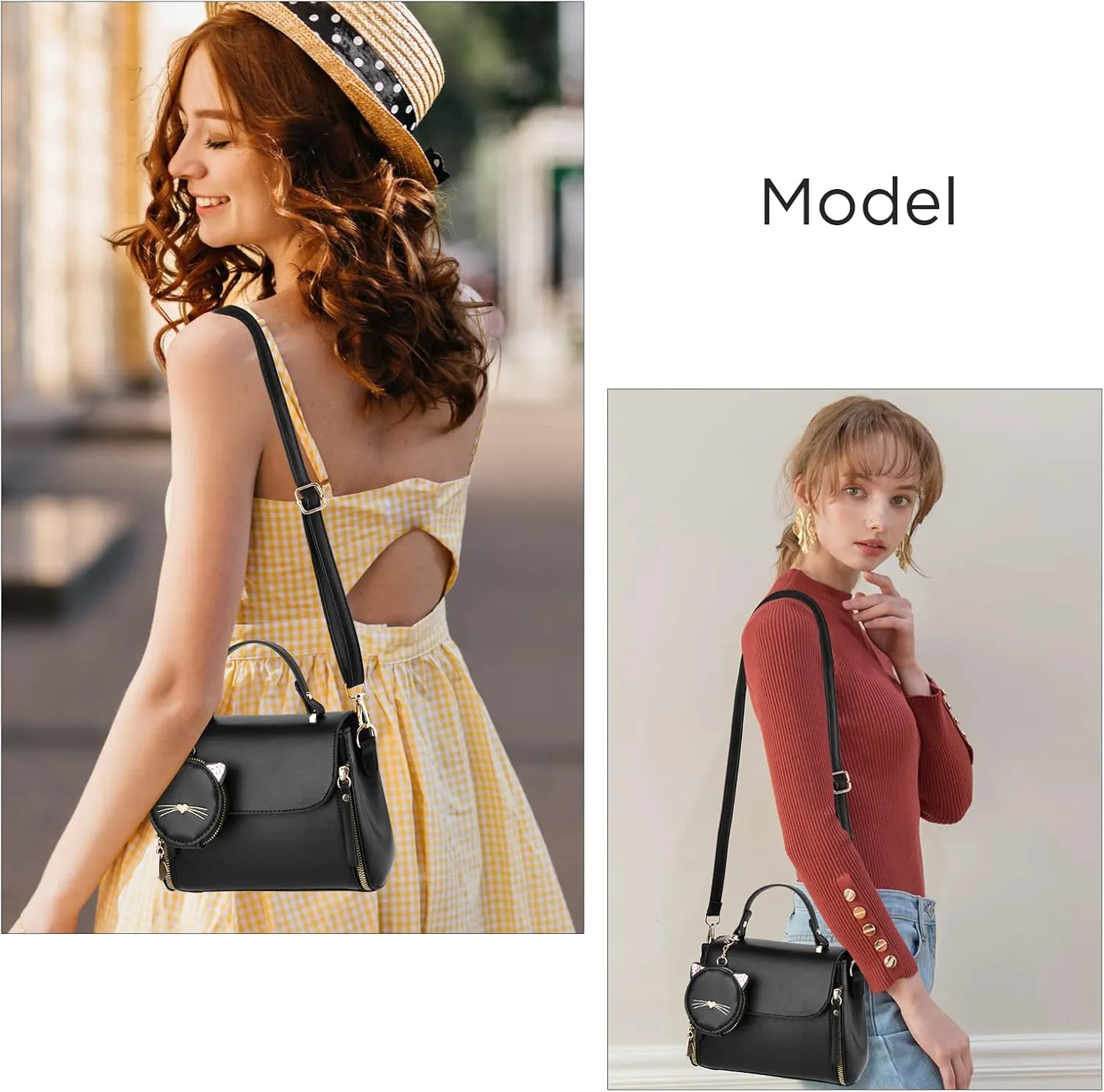 I IHAYNER Fashion Purses and Handbags for Women Top Handle Bag Girls Small Crossbody Shoulder Bag for Ladies with Kitty Purse