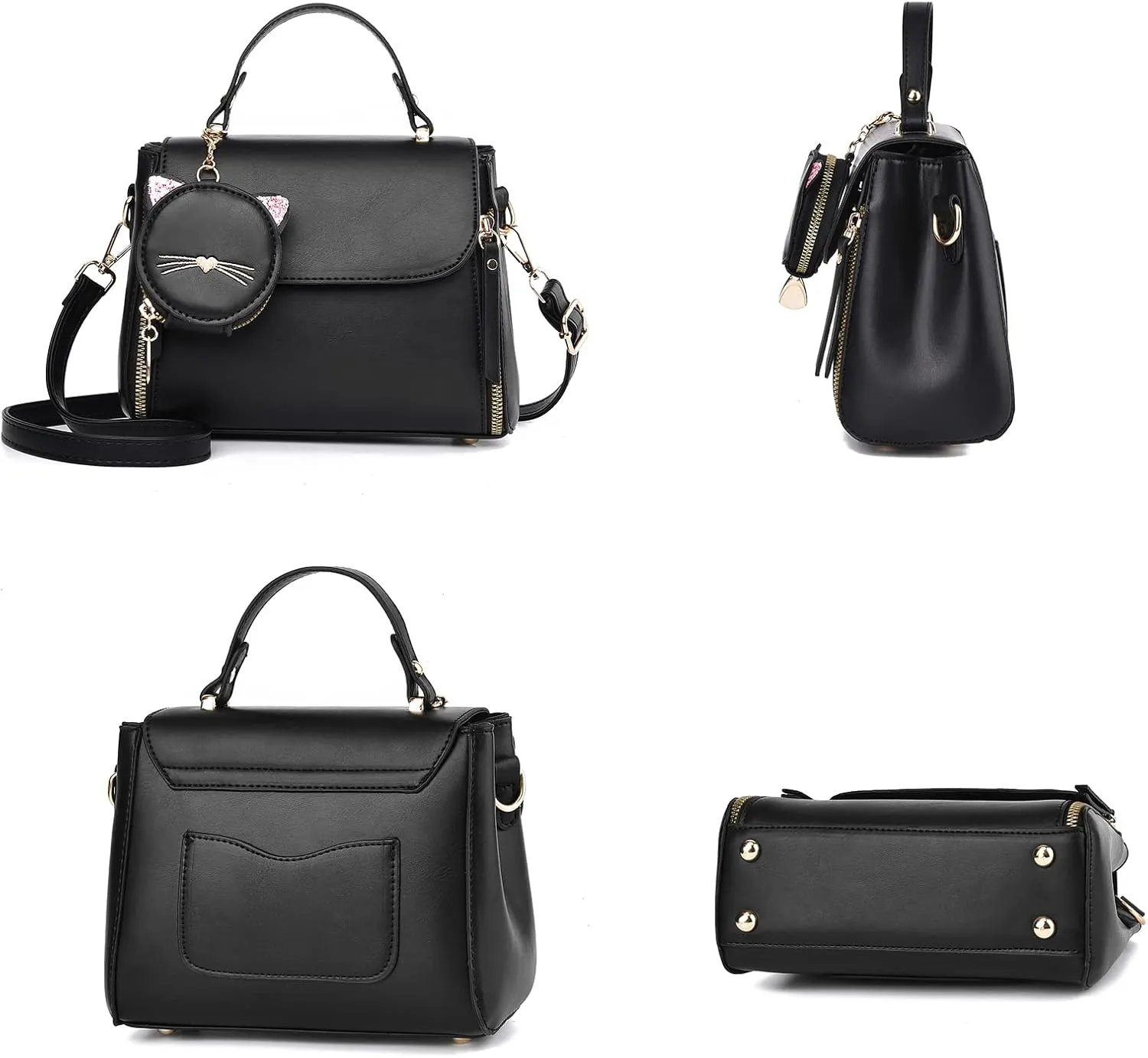 I IHAYNER Fashion Purses and Handbags for Women Top Handle Bag Girls Small Crossbody Shoulder Bag for Ladies with Kitty Purse