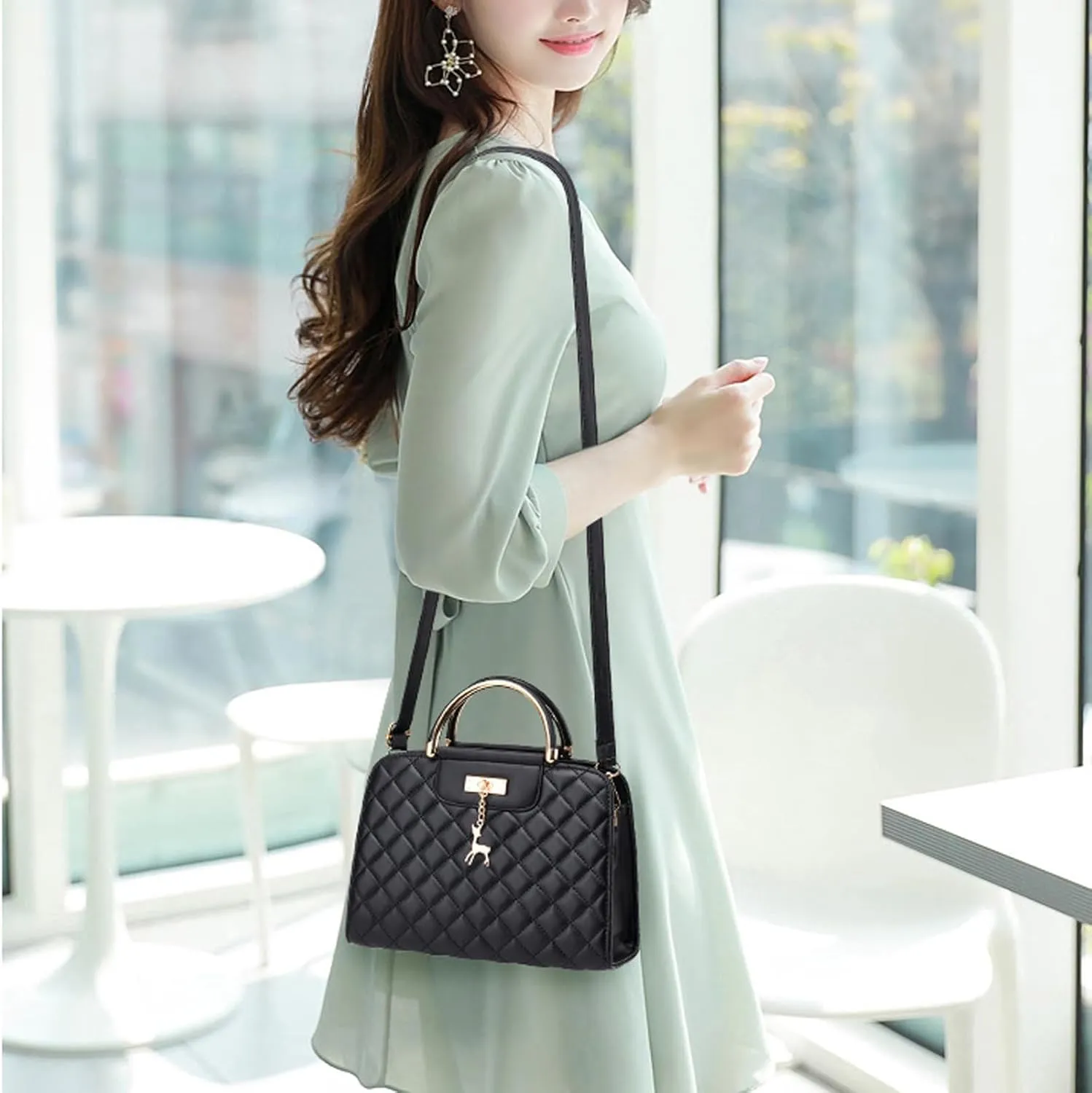 I IHAYNER Purses and Handbags for Women Plaid Satchel Shoulder Bag Top Handle Tote Bag Zipper Crossbody Purse