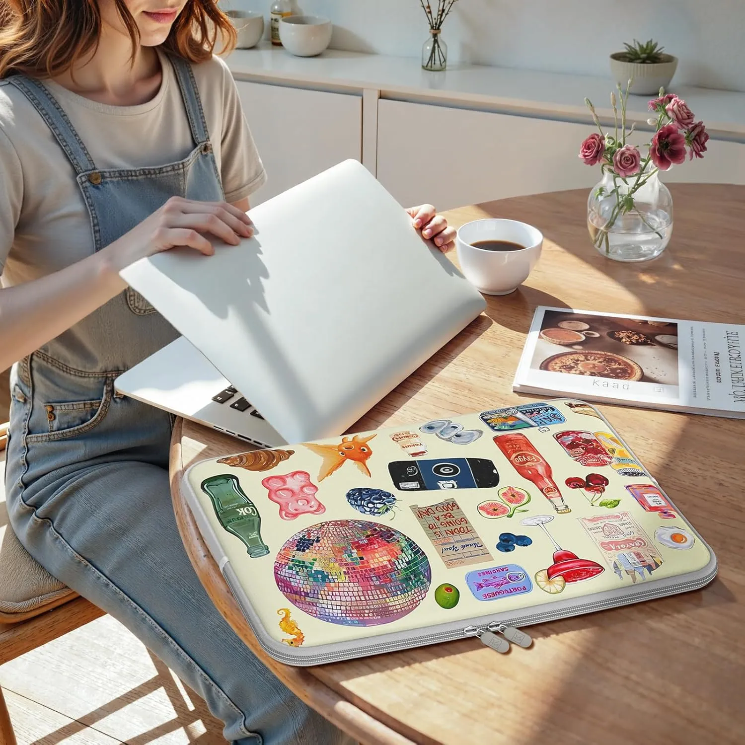 iCasso Laptop Sleeve 13 inch for MacBook Air 13-13.6 inch, Cute Laptop case for MacBook Pro 13 inch 14 inch, Slim Protective Travel Carrying Case Sleeve for 14 inch Chromebook, HP, Dell, Stickers