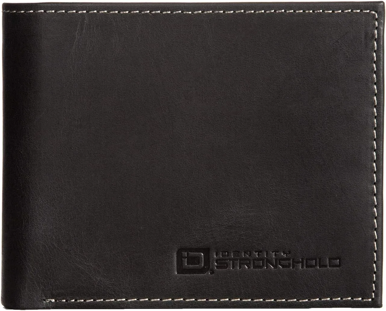 ID Stronghold Extra Capacity Bifold Wallet for Men - RFID Blocking Genuine Leather Wallet Luxury Black
