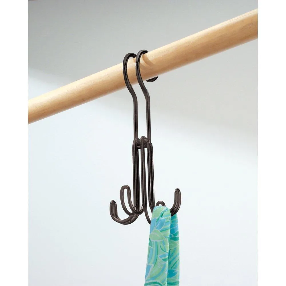 InterDesign Classico Over the Rod, Closet Accessory Organizer for Ties, Belts, Handbags, Fashion Jewelry - 4 Hooks, Bronze