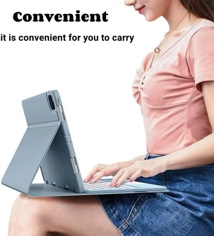 iPad 10.2 Keyboard Case for 9/iPad 8/iPad7 (2021/2020/2019)Touchpad Detachable with Pencil Holder Slim Leather Folio Smart Cover 9/8/7 Generation (iPad9/iPad8/iPad7, Sky Blue)