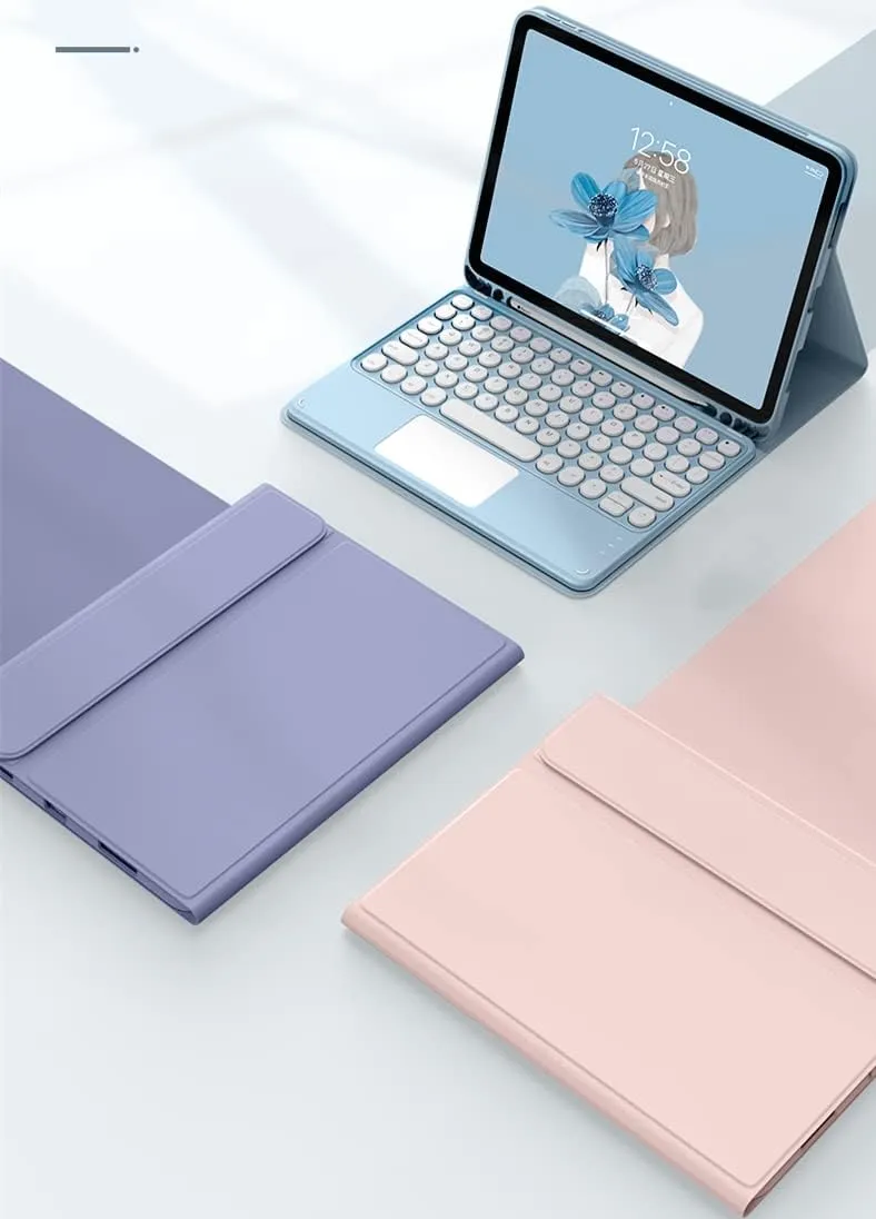 iPad 10.2 Keyboard Case for 9/iPad 8/iPad7 (2021/2020/2019)Touchpad Detachable with Pencil Holder Slim Leather Folio Smart Cover 9/8/7 Generation (iPad9/iPad8/iPad7, Sky Blue)