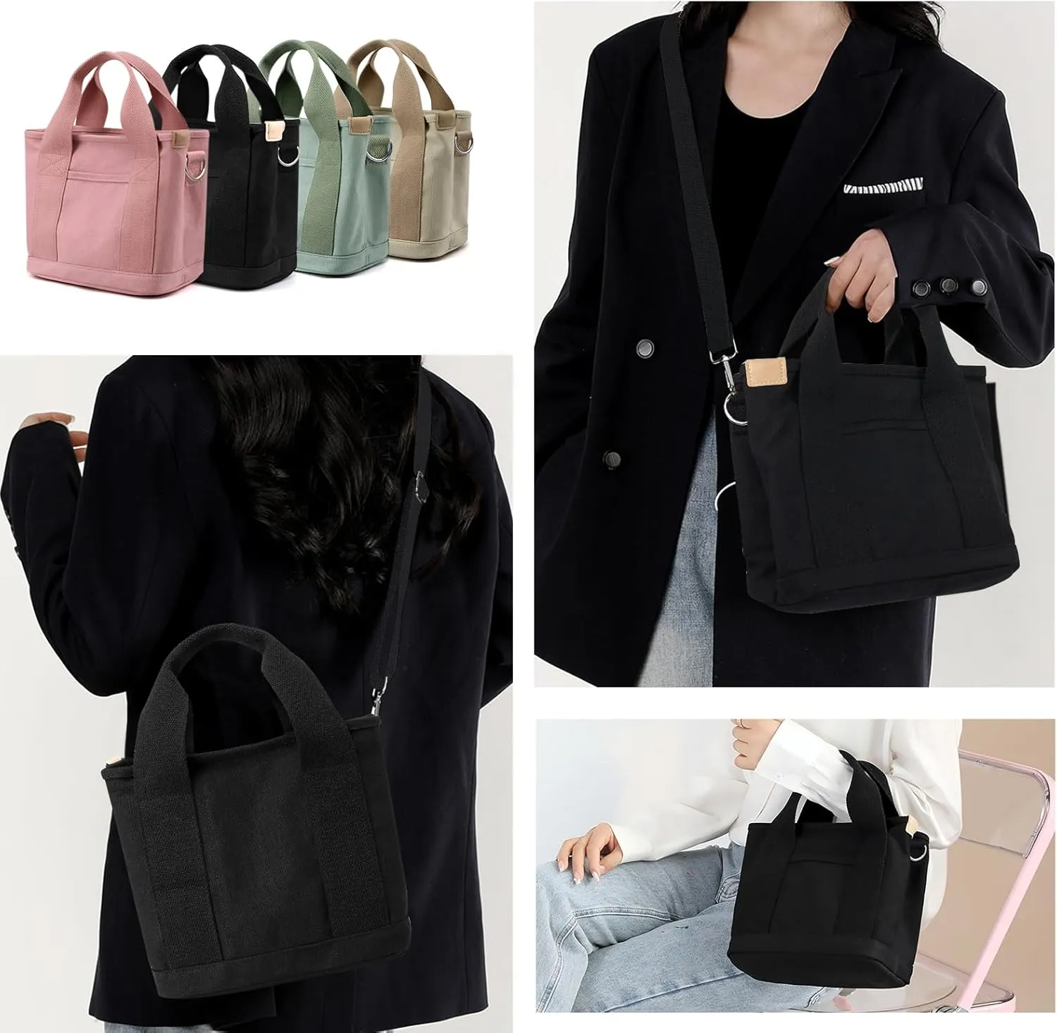 IwIeIaIrI Canvas Tote Bag for Women with Multi Pockets,Trendy Shoulder Handbag with Compartments for shopping,Work,Beach