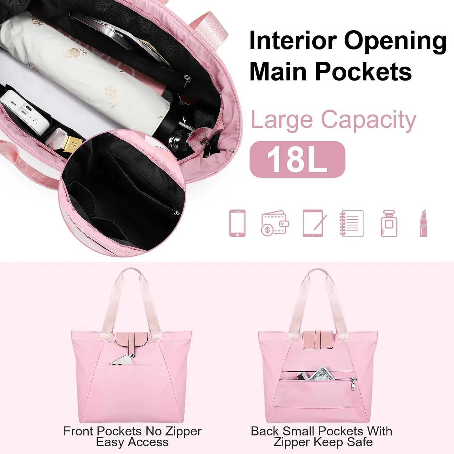 JASGOOD Tote Bag for Women Foldable Tote Bag for Travel Large Shoulders Bags Handbags
