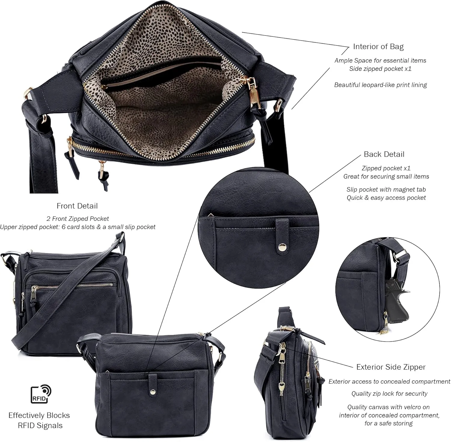 JESSIE & JAMES | Concealed Carry RFID Blocking Crossbody Purse for Women with Lock and Key