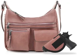 JESSIE & JAMES Large Concealed Carry Crossbody Bag For Women Gunbag Shoulder Purse With Detachable Holster