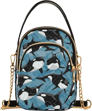 JIPONI Cute Black and White Killer Whale Quilted Crossbody Bag for Women, Small Cell Phone Bag Shoulder Handbags Purse with Leather Strap