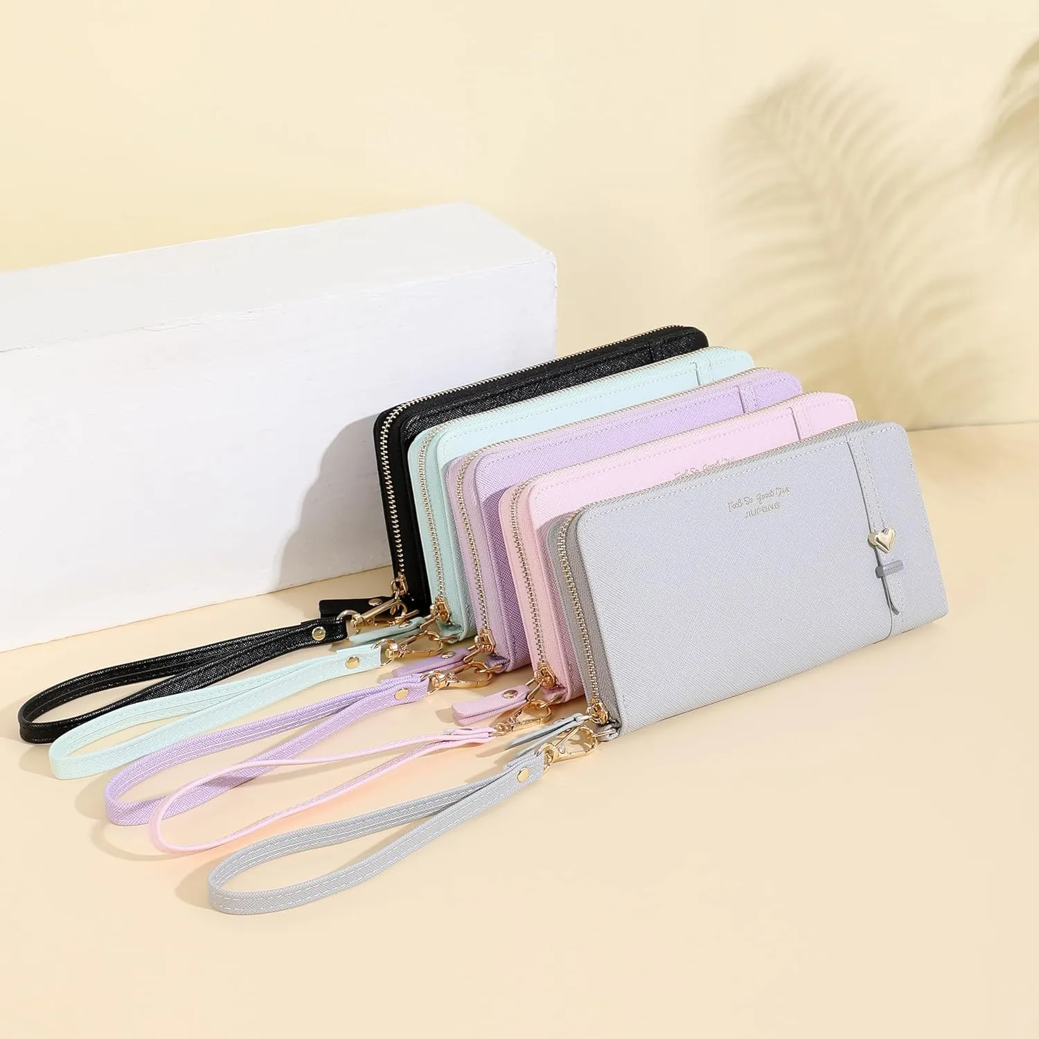 JIUFENG Women Long RFID Blocking Wallet Large Capacity Zipper Wristlet Purse Card Holder Cellphone Bag Fashion Clutches