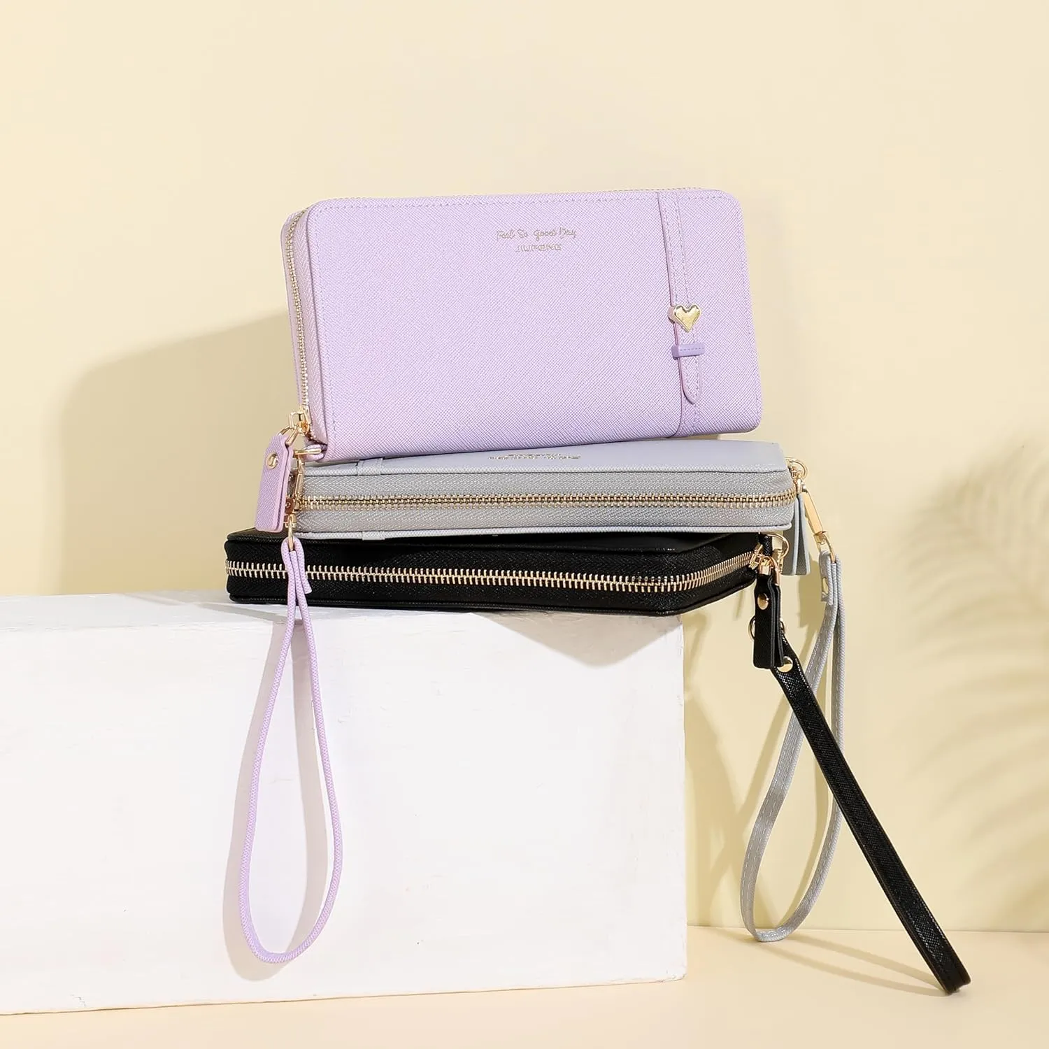 JIUFENG Women Long RFID Blocking Wallet Large Capacity Zipper Wristlet Purse Card Holder Cellphone Bag Fashion Clutches