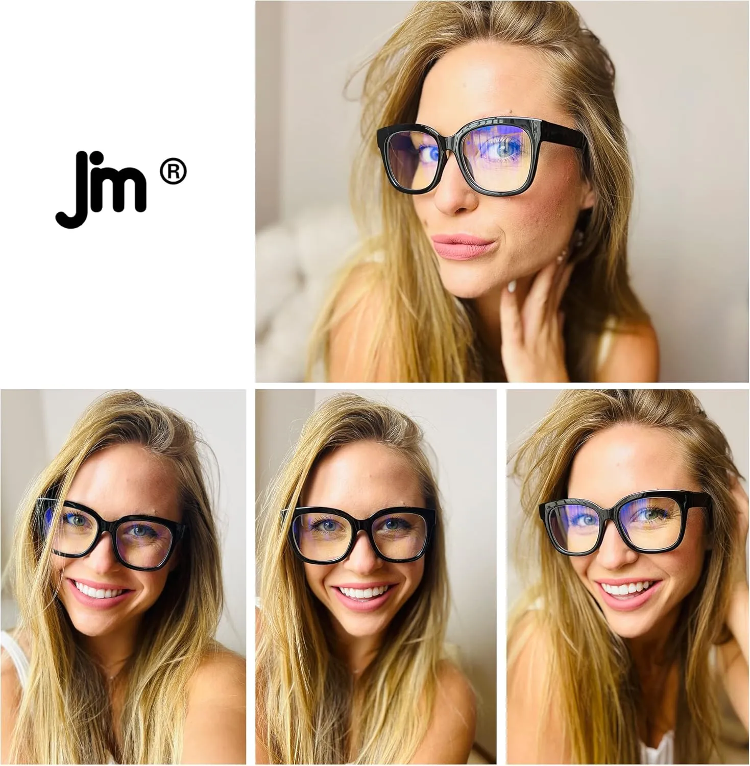 JM Reading Glasses for Women Oprah Style 3 Pack Square Oversized Readers with Spring Hinge Blue Light Blocking Ladies