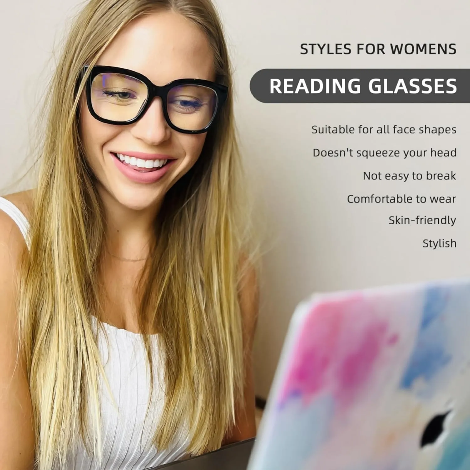 JM Reading Glasses for Women Oprah Style 3 Pack Square Oversized Readers with Spring Hinge Blue Light Blocking Ladies