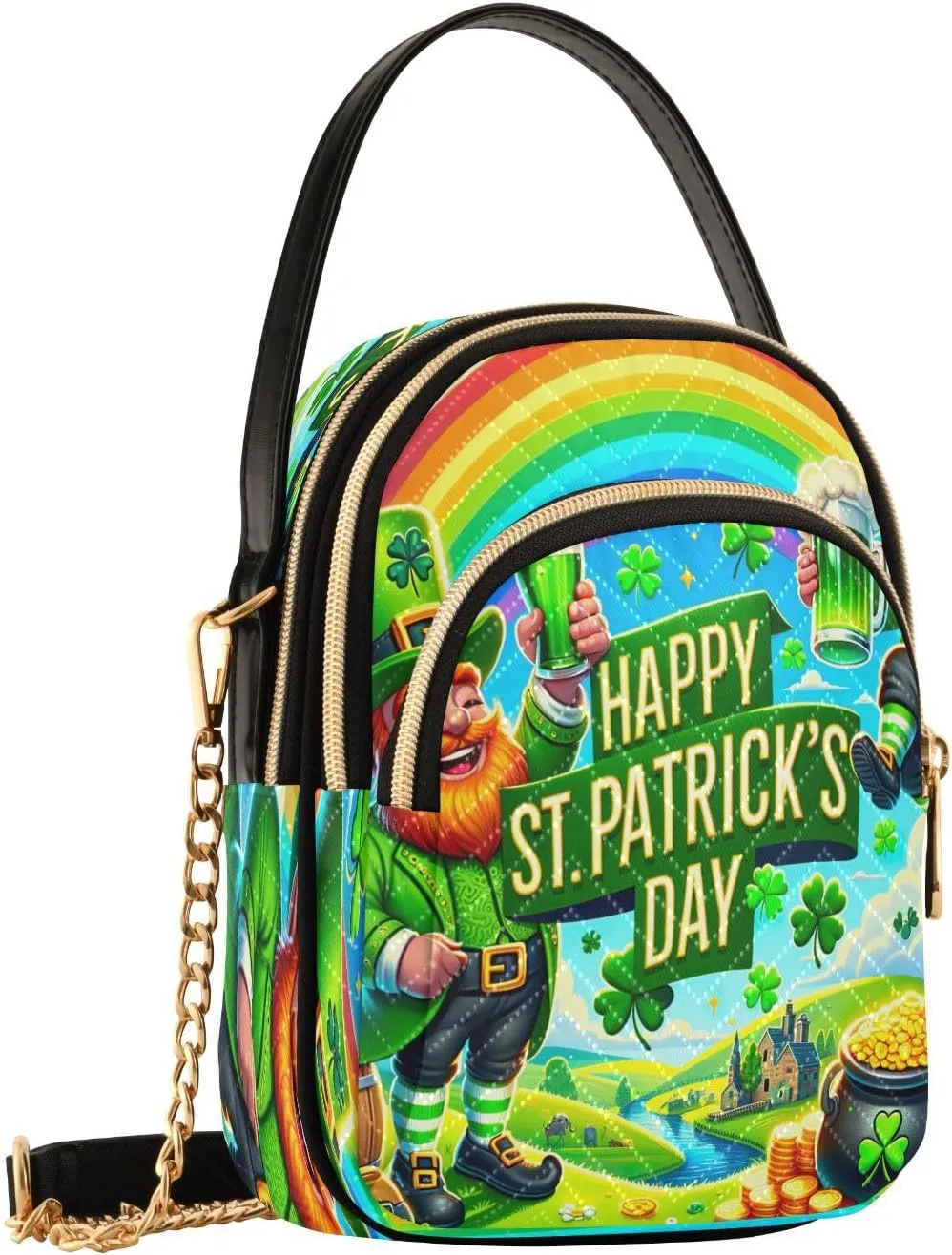 Joisal Hot Dog Cartoon Quilted Crossbody Bags for Women, Small Shoulder Purse Triple Zip Summer Handbags