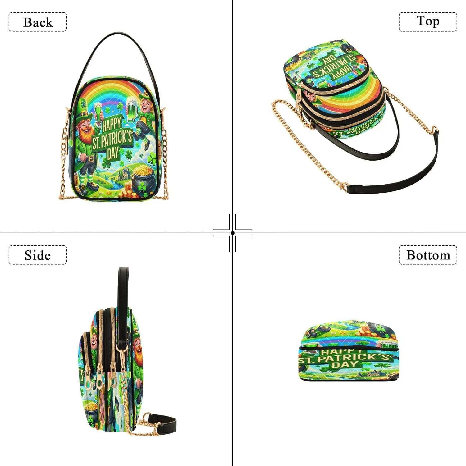 Joisal Hot Dog Cartoon Quilted Crossbody Bags for Women, Small Shoulder Purse Triple Zip Summer Handbags