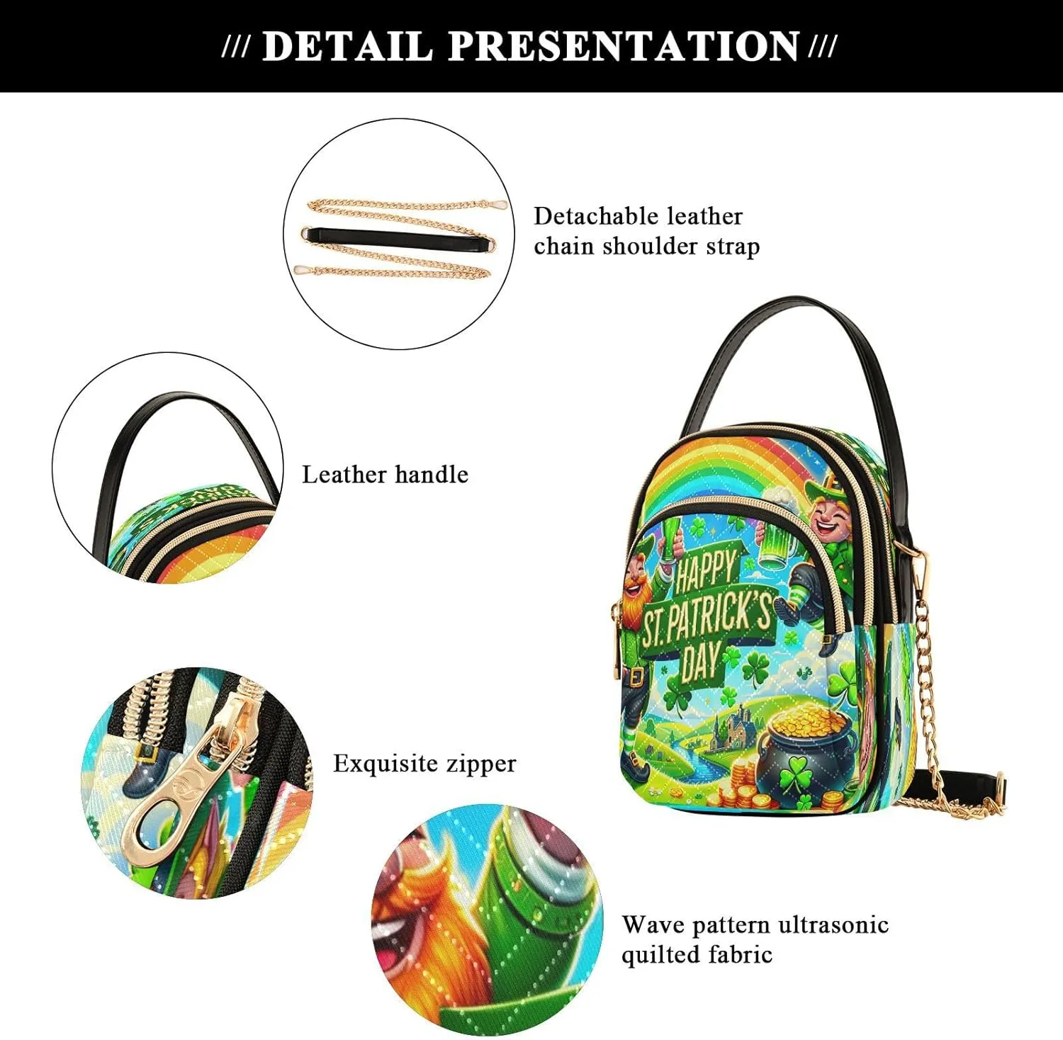 Joisal Hot Dog Cartoon Quilted Crossbody Bags for Women, Small Shoulder Purse Triple Zip Summer Handbags