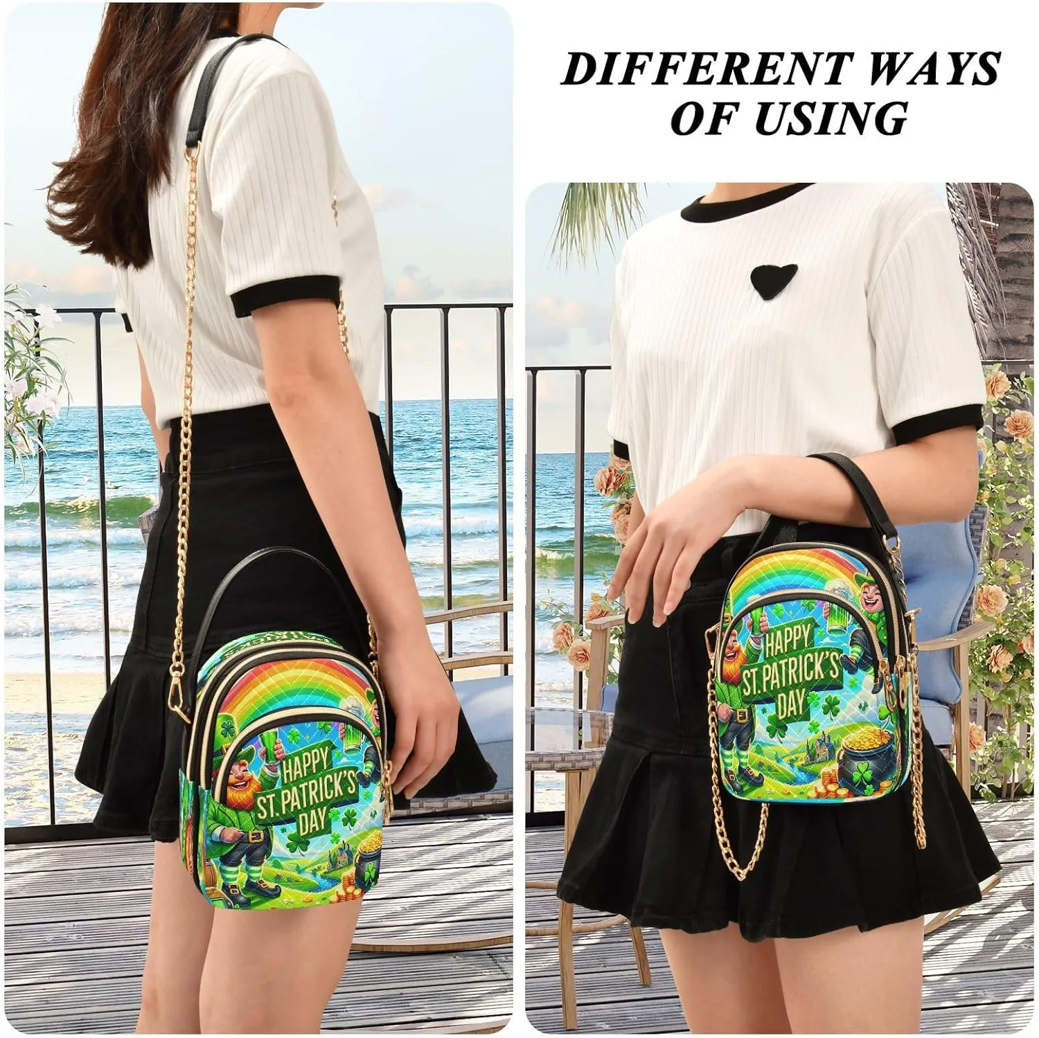 Joisal Hot Dog Cartoon Quilted Crossbody Bags for Women, Small Shoulder Purse Triple Zip Summer Handbags
