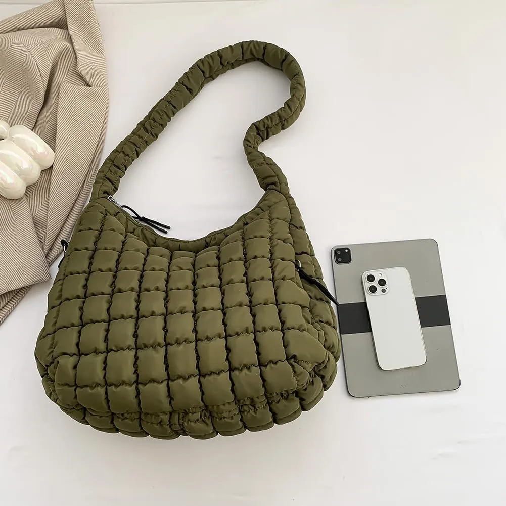 Juoxeepy Quilted Tote Crossbody Women's Puffy Hobo Bag with Padding