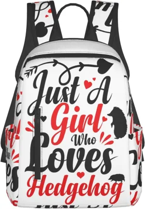 Just a Women Who Loves Hedgehog Travel Laptop Backpack Casual Backpacks Double Shoulder Daypack Notebook Rucksack Work Bags Sports Bag for Gym Hiking Camping Beach