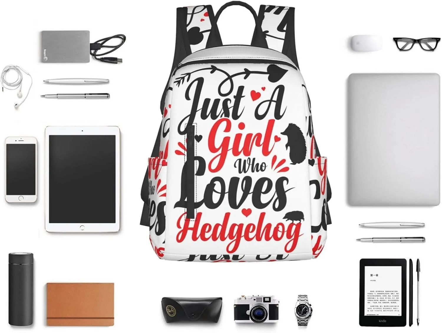 Just a Women Who Loves Hedgehog Travel Laptop Backpack Casual Backpacks Double Shoulder Daypack Notebook Rucksack Work Bags Sports Bag for Gym Hiking Camping Beach