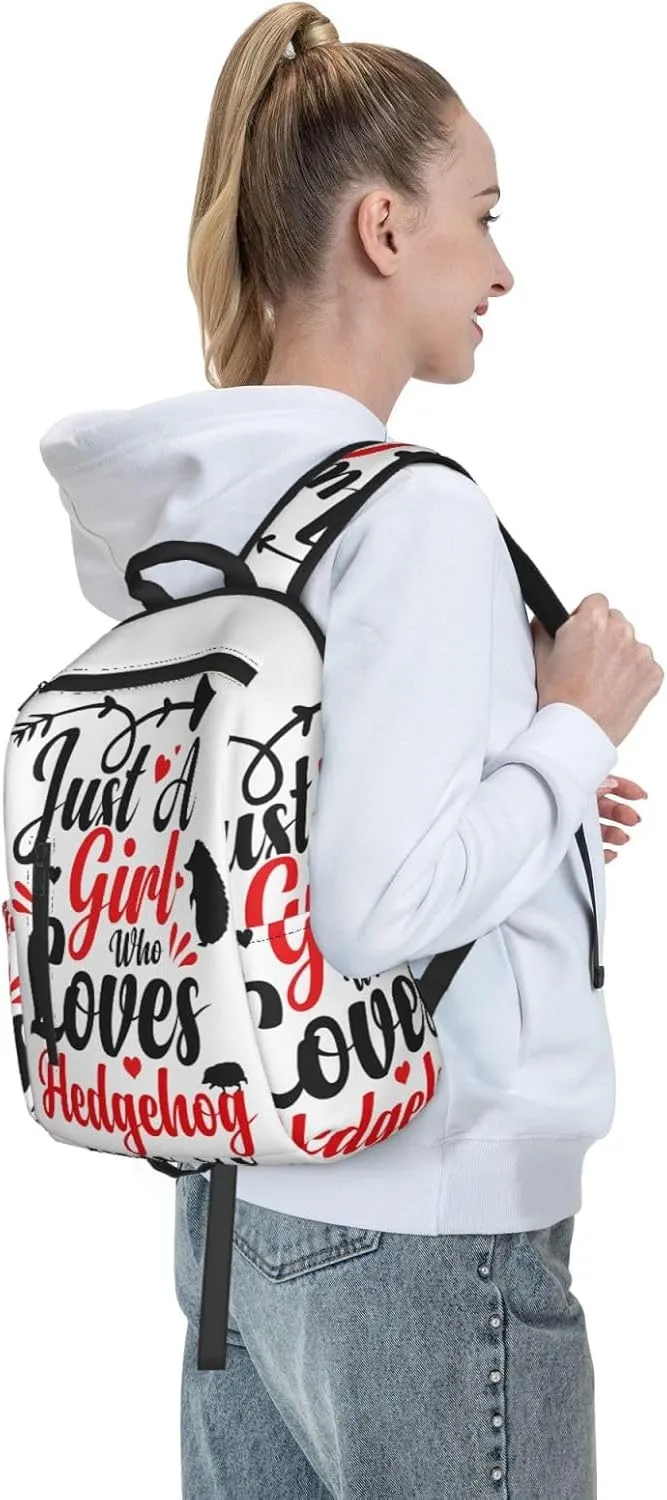 Just a Women Who Loves Hedgehog Travel Laptop Backpack Casual Backpacks Double Shoulder Daypack Notebook Rucksack Work Bags Sports Bag for Gym Hiking Camping Beach