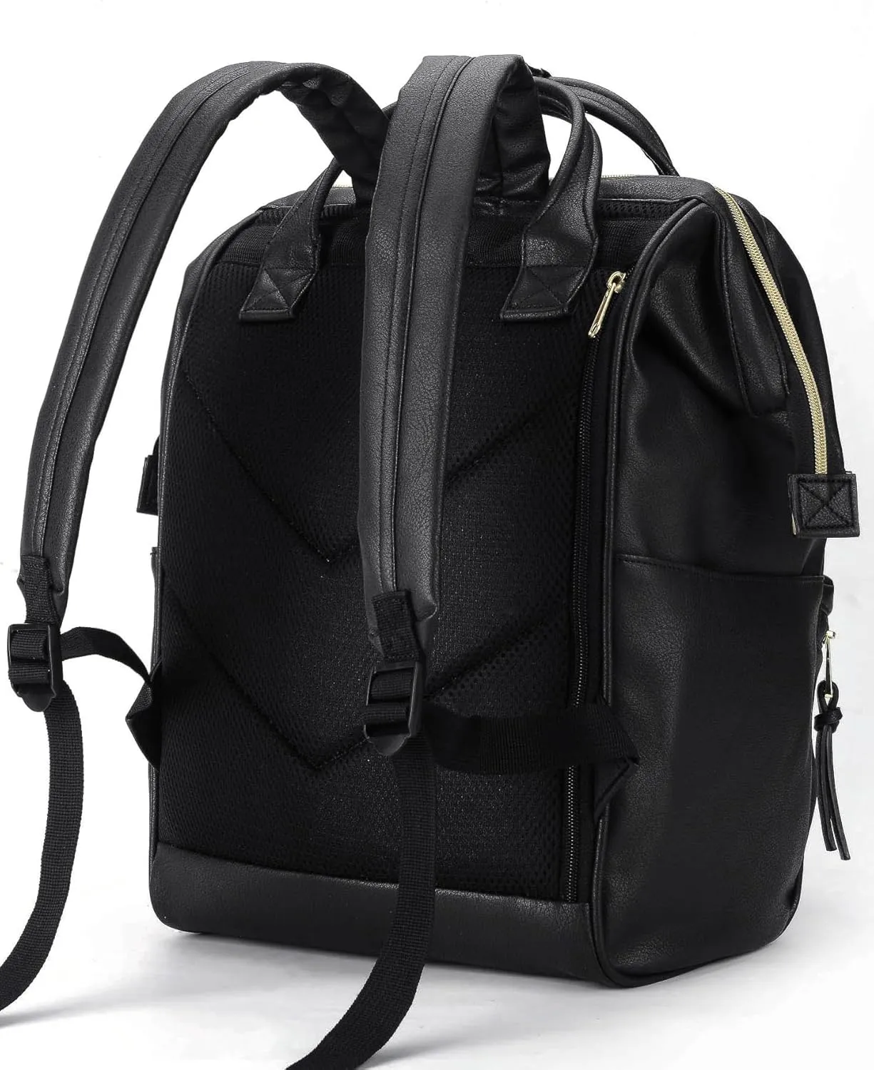 Kah&Kee Leather Backpack for Women and Men 16-inch Laptop Bag | Teacher Professional, Diaper Bag Backpack, Ideal for Work, School, Nursing, College & Travel (Black, Large)