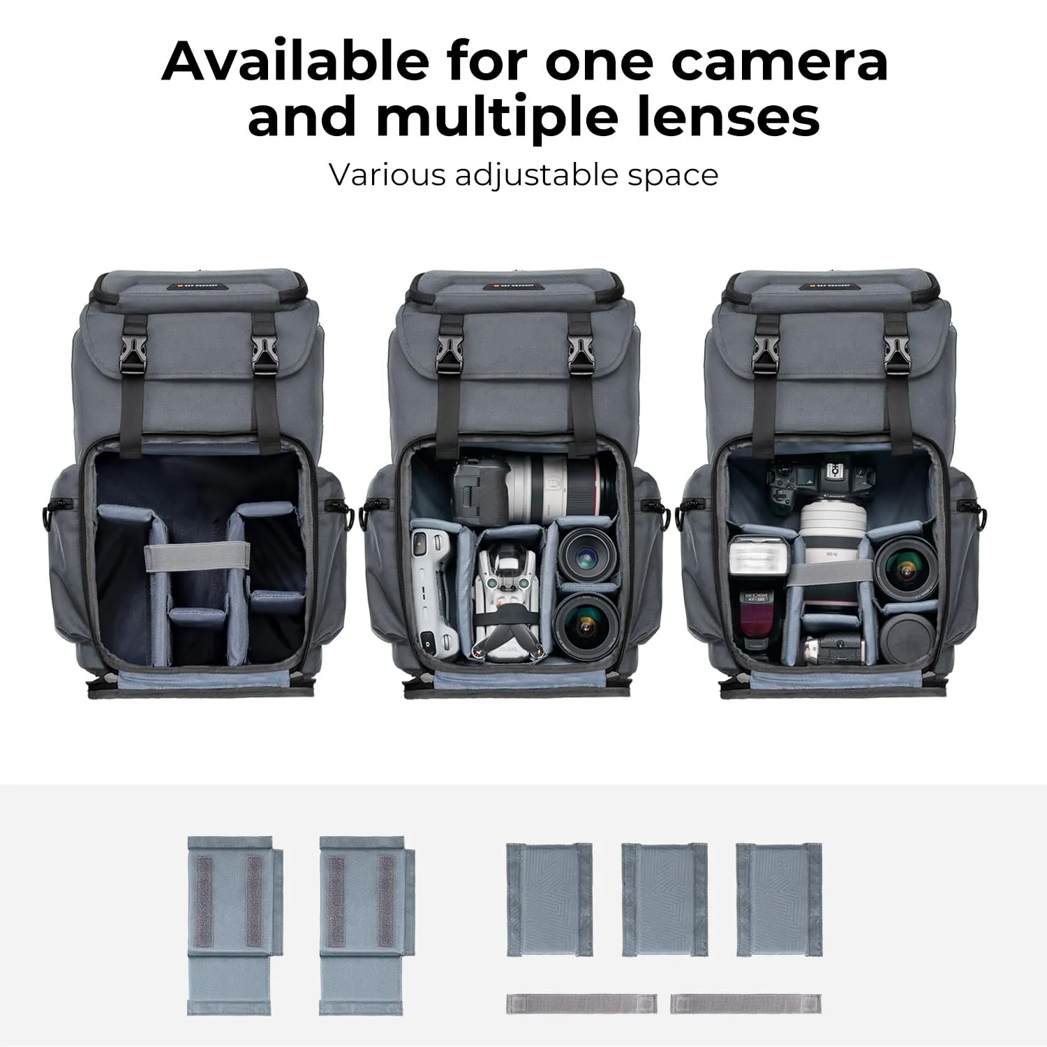 K&F Concept Camera Backpack, Hard Shell Camera Bag, Large Capacity Photography Backpack with 15.6" Laptop Compartment & Tripod Holder & Rain Cover, Bags for DSLR SLR Cameras and Accessories, Grey