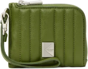 kate spade new york Deco Leather Coin Card Case Wristlet, Quilted Jungle Vine